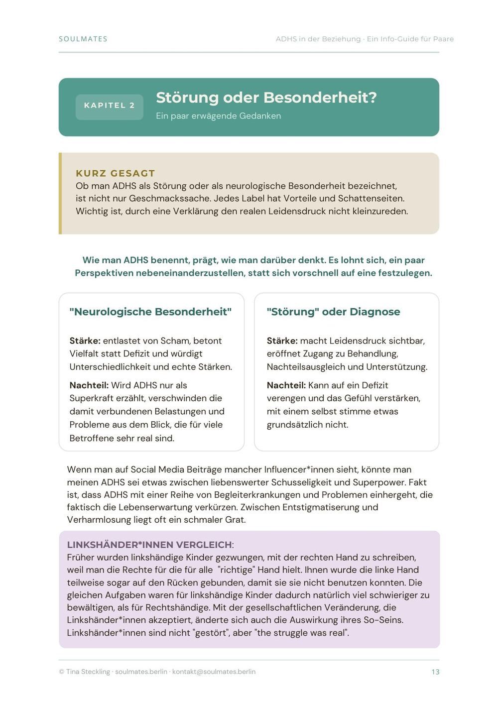 Kapitel Störung oder Besonderheit, erwägende Gedanken